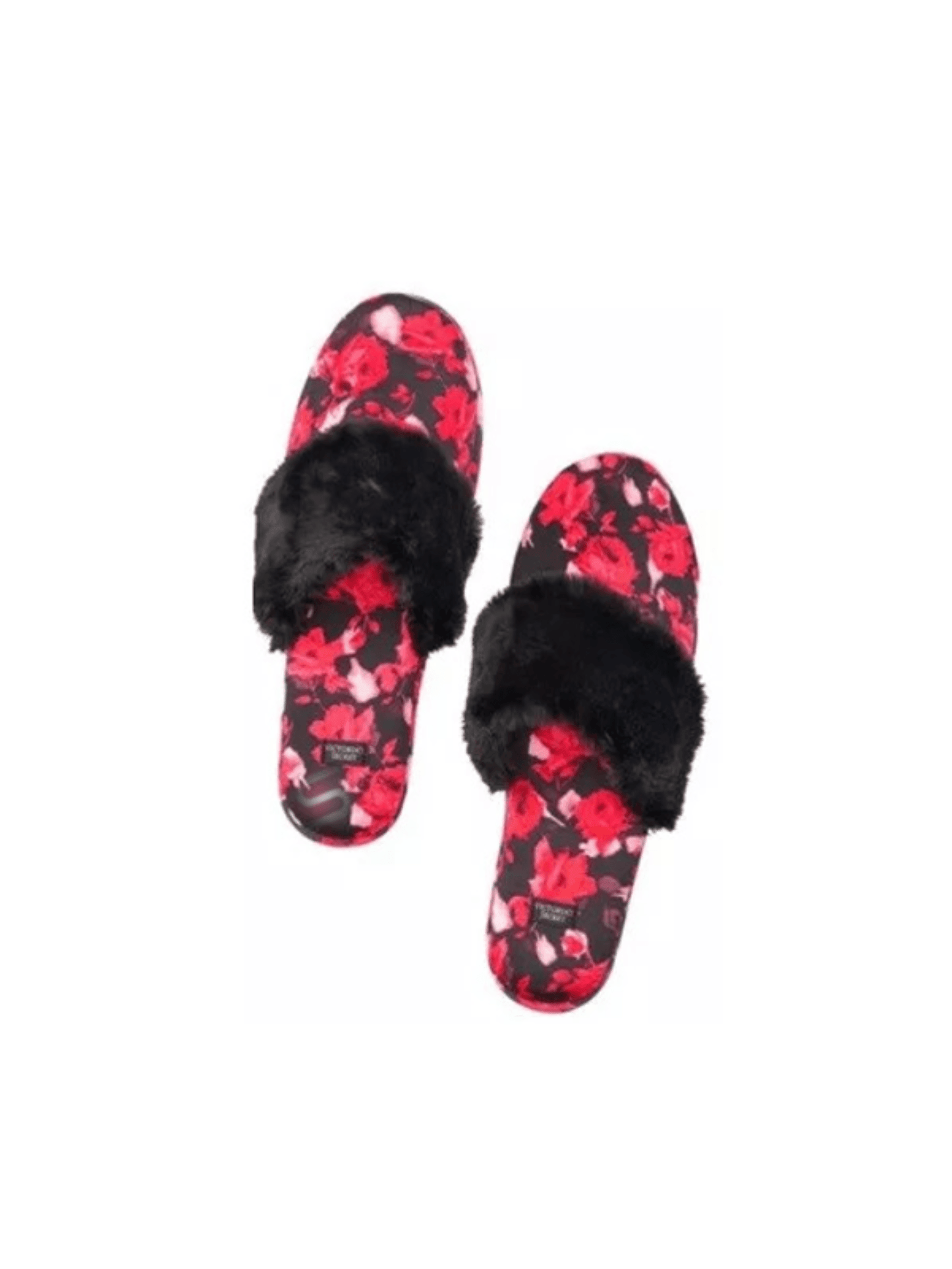 Victoria's Secret | SATIN SIGNATURE SLIPPERS | Floral Faux Fur Slippers Medium (7-8) - StyleOcean Limited