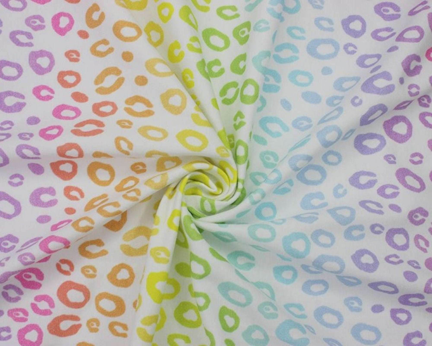 Little Johnny | Pastel Rainbow Leopard Digitally Printed Cotton Jersey 58'' (147cm) Wide - StyleOcean Limited