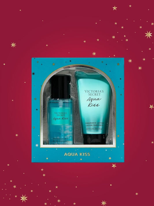 Victoria's Secret AQUA KISS 2 Piece Body Mist and Lotion Gift Set