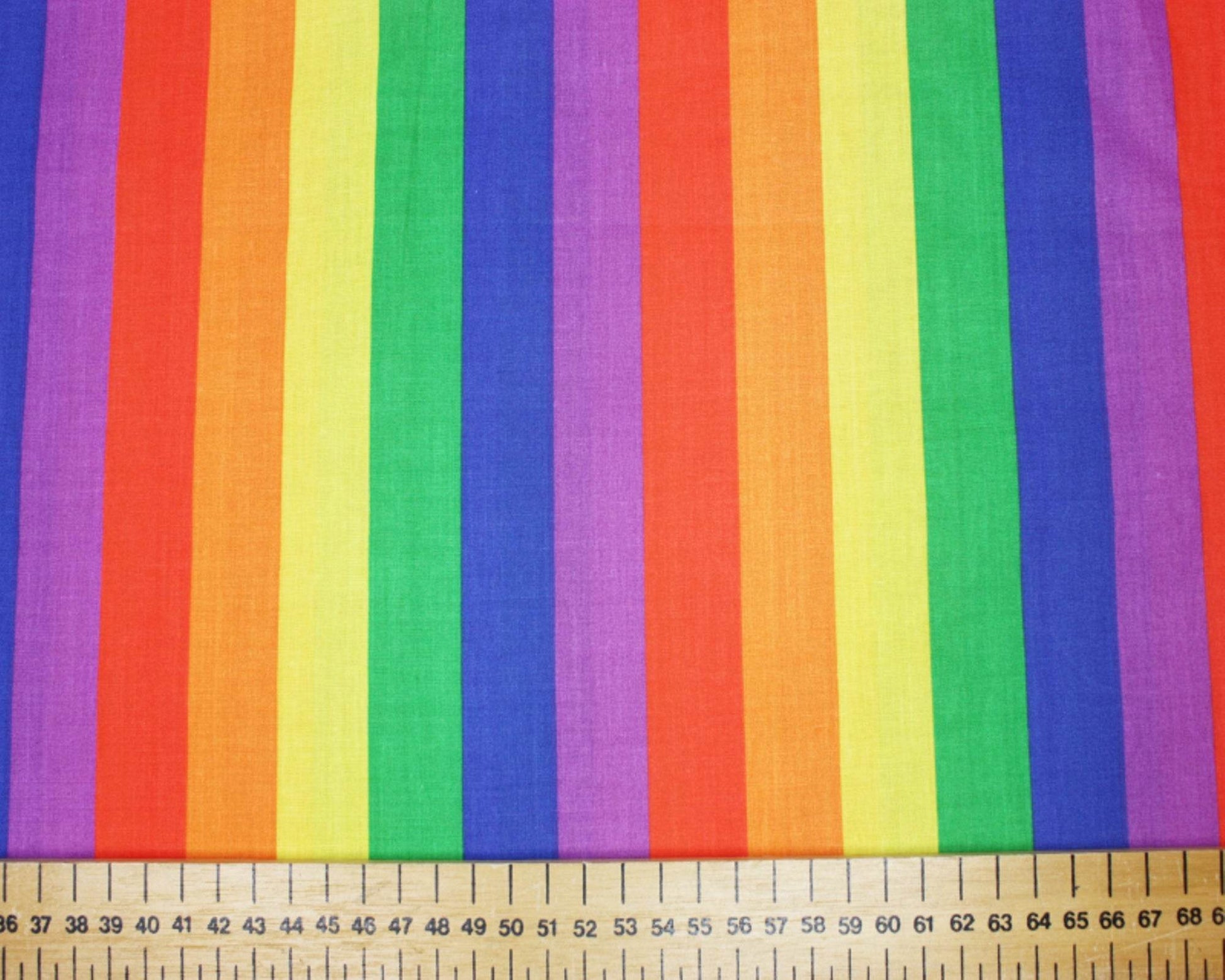 Polycotton Fabric Colourful Rainbow | Small/ Medium/ Large Stripe 45” (114cm) wide - StyleOcean Limited