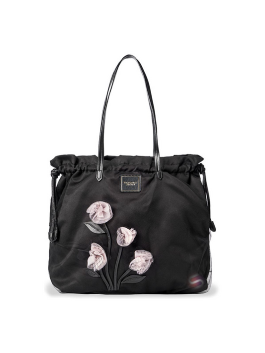 Victoria's Secret | TEASE Gardenia Tote Bag | Black With Flowers
