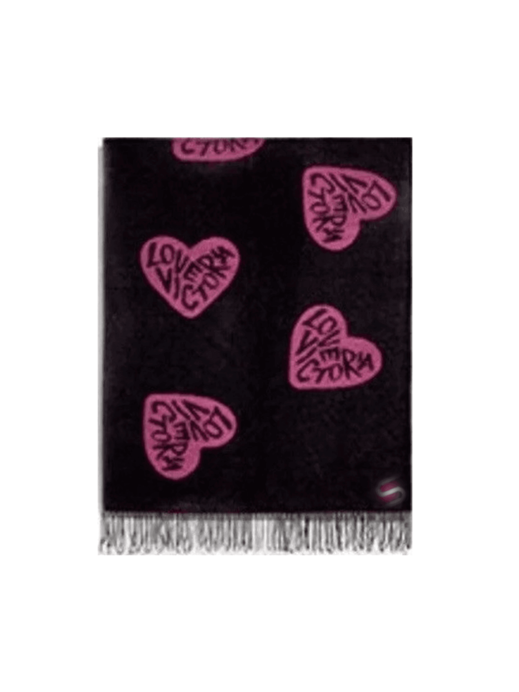 Victoria's Secret | Black Cozy Reversible Throw Blanket | LOVE VICTORIA Logo HEARTS | 50''W X 60''L - StyleOcean Limited