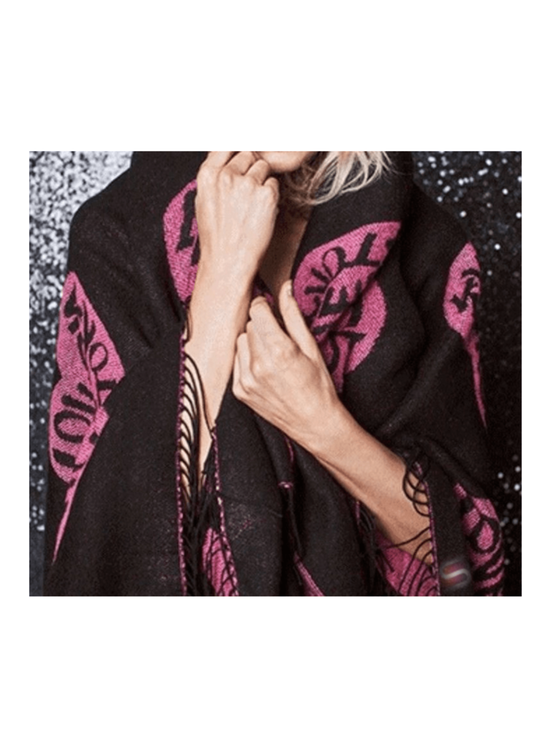 Victoria's Secret | Black Cozy Reversible Throw Blanket | LOVE VICTORIA Logo HEARTS | 50''W X 60''L - StyleOcean Limited