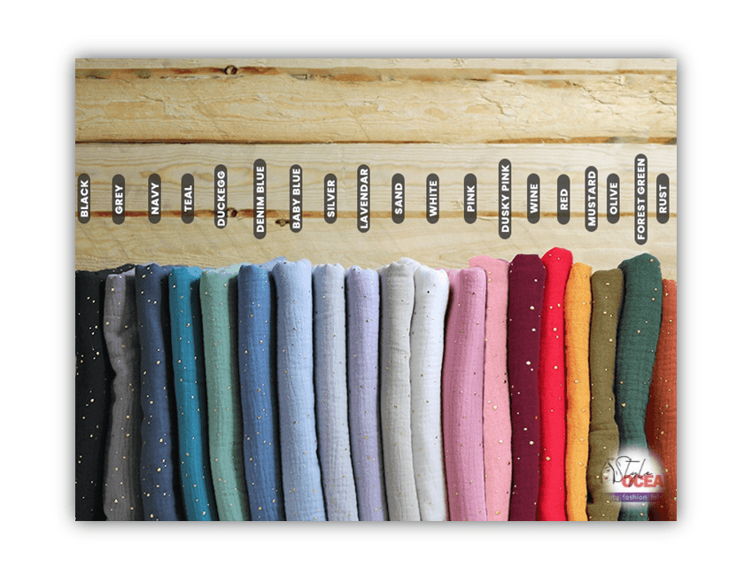 Gold Speckled Double Gauze Muslin | 54'' (137cm) Wide | 100% Cotton - StyleOcean Limited