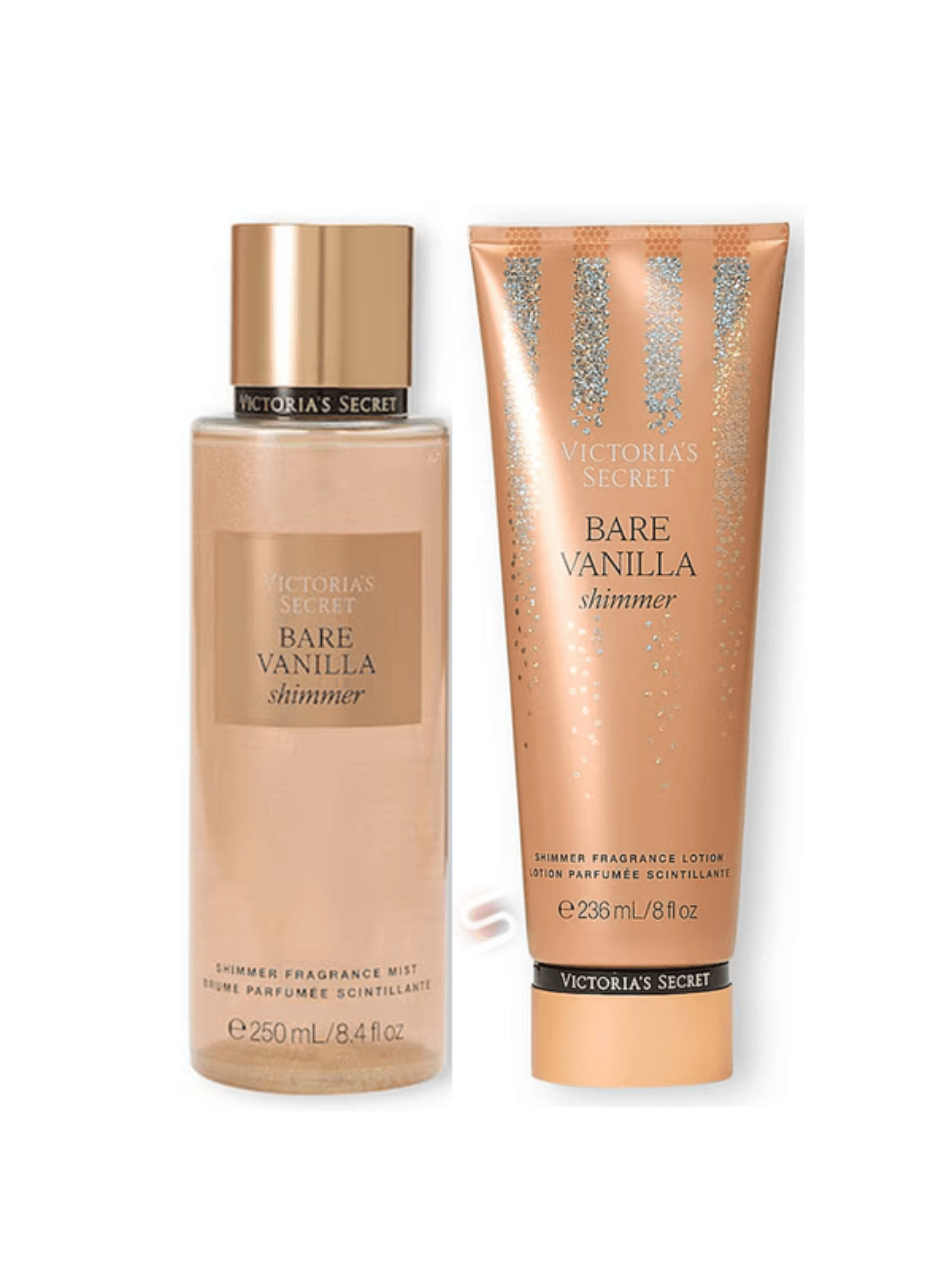 Victoria's Secret BARE VANILLA Shimmer Fragrance Mist & Lotion Duo 250ml - StyleOcean Limited