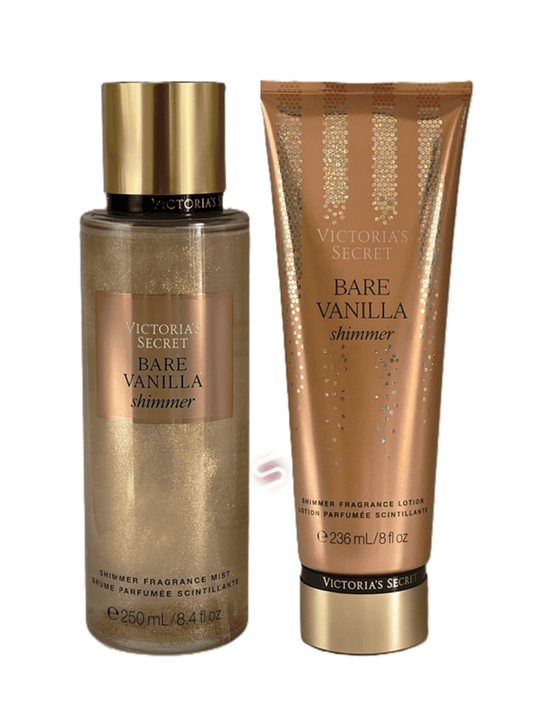 Victoria's Secret BARE VANILLA Shimmer Fragrance Mist & Lotion Duo 250ml - StyleOcean Limited