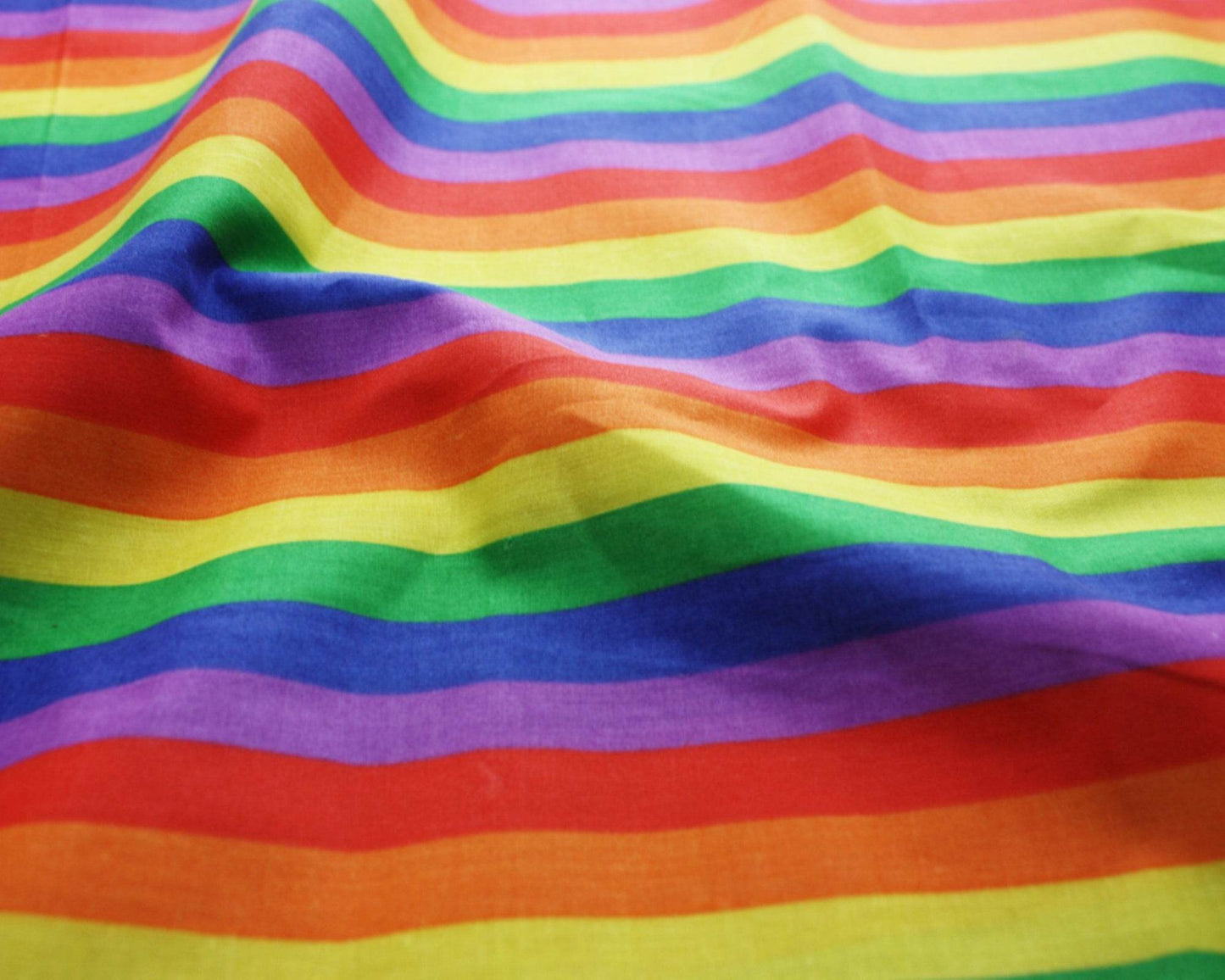 Polycotton Fabric Colourful Rainbow | Small/ Medium/ Large Stripe 45” (114cm) wide - StyleOcean Limited